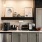 a kitchen with a shelf and cabinets